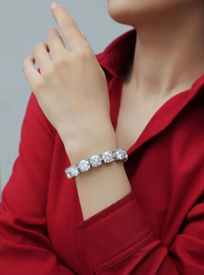 sterling silver jewelry - Bracelet SLM0014B-White-17cm product view 06