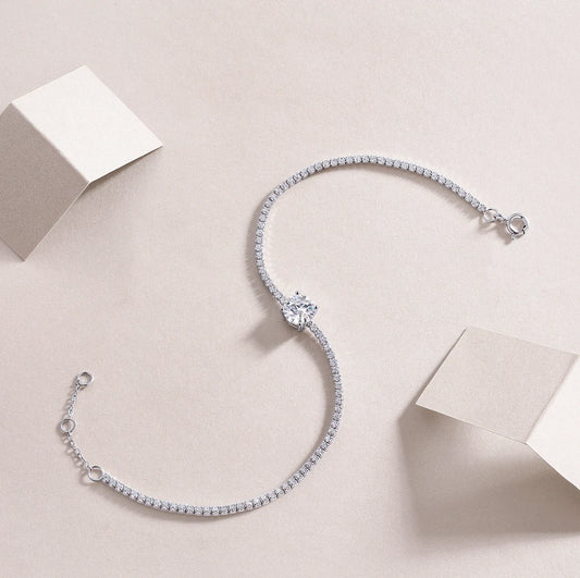 sterling silver jewelry - 925 Silver Gold Bracelet SLM0063B-silver-16.5cm open view