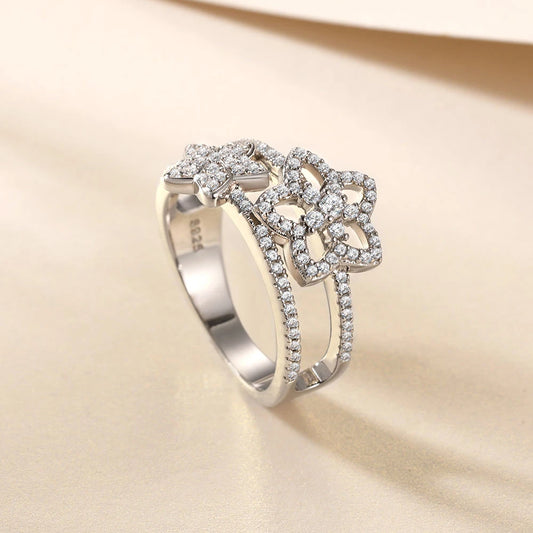 sterling silver jewelry - 925 Silver Rings SLZ0041R-weddding Rings-6 open view