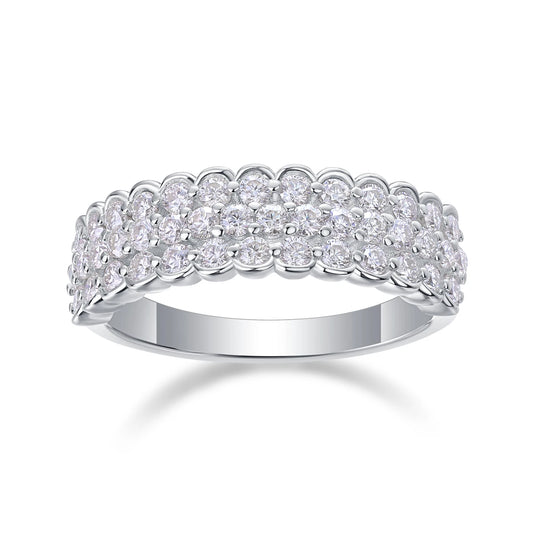 sterling silver jewelry - 28 Silver Ring SLM0156R-White-6 open view