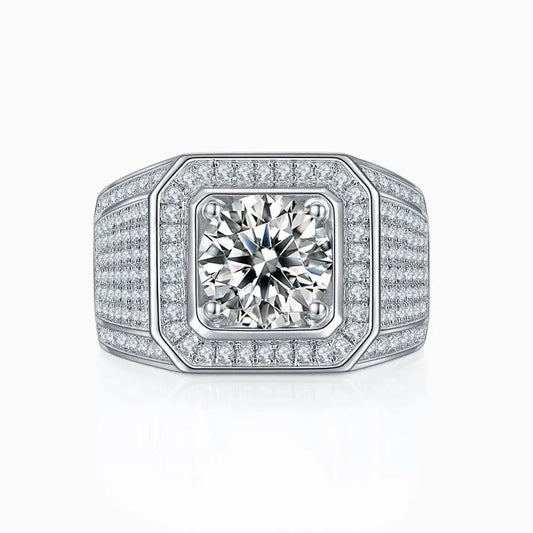 sterling silver jewelry - Silver Gold Ring SLM0090R-White-6 open view