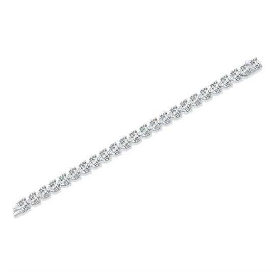 sterling silver jewelry - 925 Gold Silver Bracelet SLM0010B-White open view