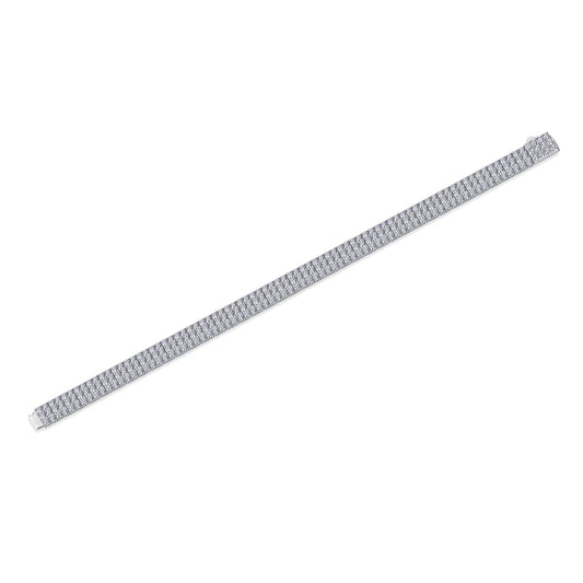 sterling silver jewelry - 925 Silver Bracelet SLM0033B-White-17cm/6.7in open view