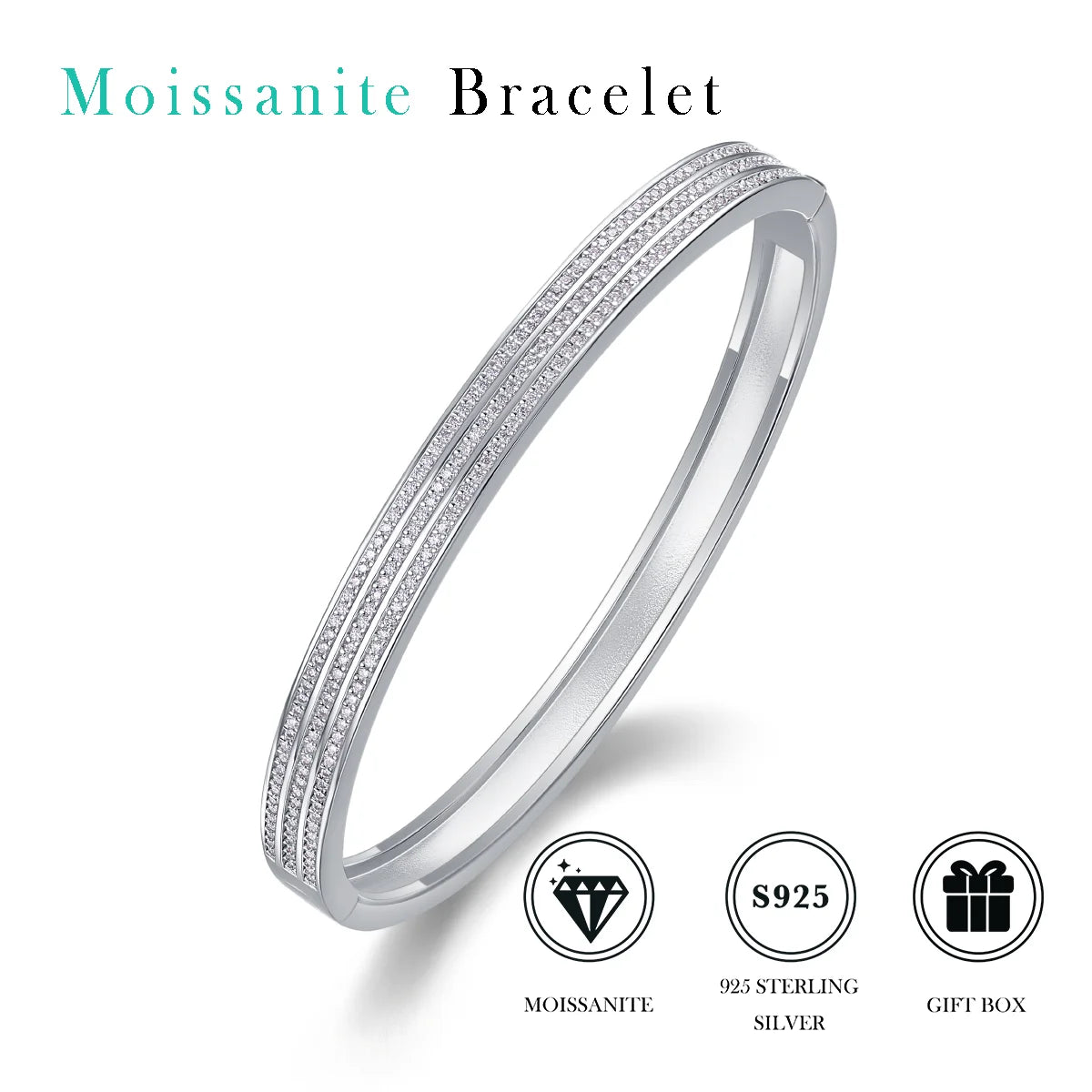 sterling silver jewelry - 925 Silver Bracelet SLM0040B-White-17cm/6.7in product view 06