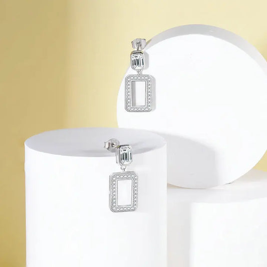 sterling silver jewelry - Silver White Earring Earrings SLM0035E-TLED190 open view