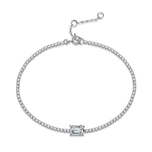 sterling silver jewelry - Silver Bracelet Pendant SLM0056B-silver-19cm open view