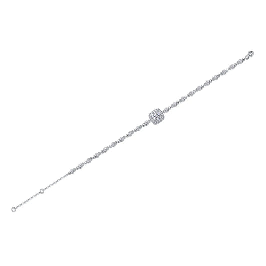 sterling silver jewelry - 925 Silver Bracelet SLM0030B-White-17cm/6.7in open view