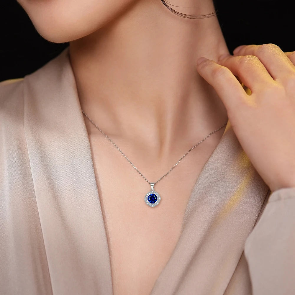 sterling silver jewelry - 925 White Gold Pendant Necklaces SLZ0003N-Rhodiun detail view