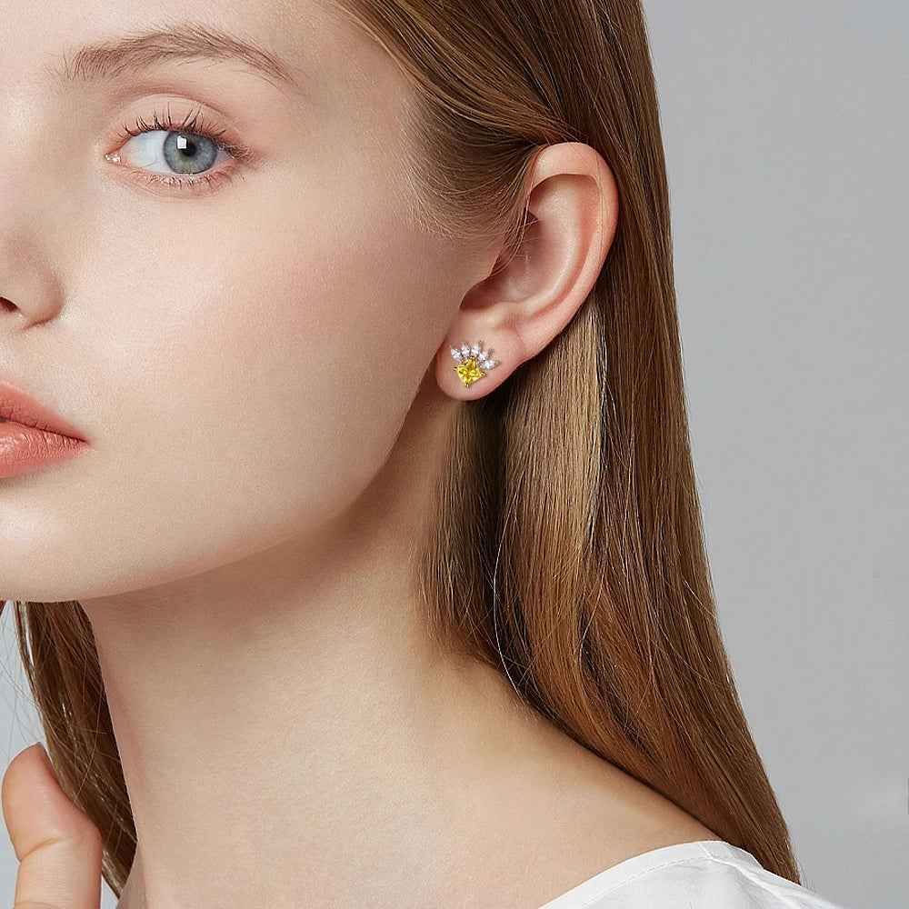 sterling silver jewelry - Silver Yellow Earring SLM0027E-catalogue product view 05