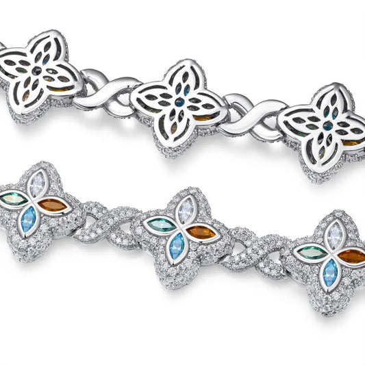 sterling silver jewelry - 925 Silver Bracelet SLM0003B-White open view