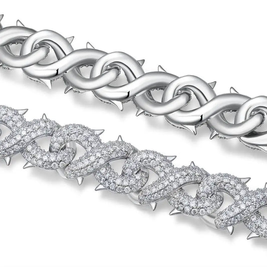 sterling silver jewelry - 925 Silver Bracelet SLM0001B-White open view
