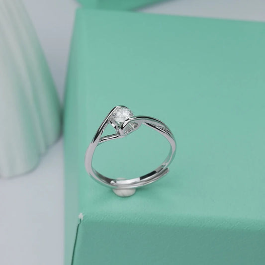 sterling silver jewelry - Silver Ring SLM0001R-0.3CT-AJ open view