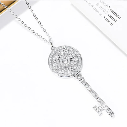 sterling silver jewelry - White Silver Pendant Necklace SLM0001N-0.5 CT-45 cm open view
