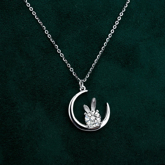 sterling silver jewelry - 925 Silver Pendant Necklace SLM0004N-White-40-45cm AJ open view