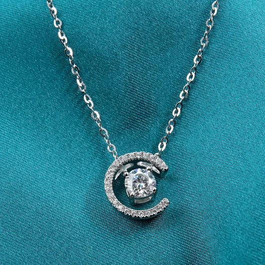 sterling silver jewelry - 925 Silver Pendant Necklace SLM0008N-Letter C-40-45cm AJ open view