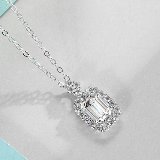 sterling silver jewelry - 925 Silver White Pendant Necklace SLM0010N-1 CT-40-45 cm AJ open view