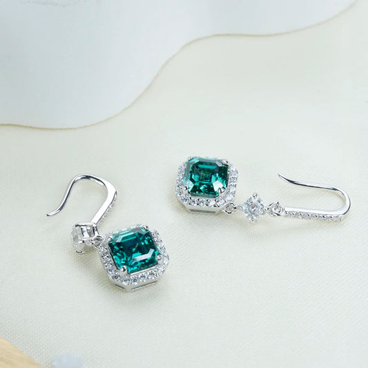 sterling silver jewelry - 925 Silver Earrings SLM0001E-Green open view