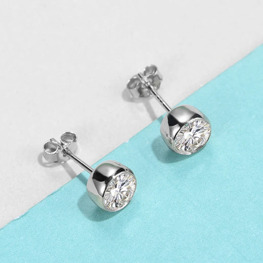 sterling silver jewelry - 925 Silver Earrings SLM0004E-0.5CT * 2 open view
