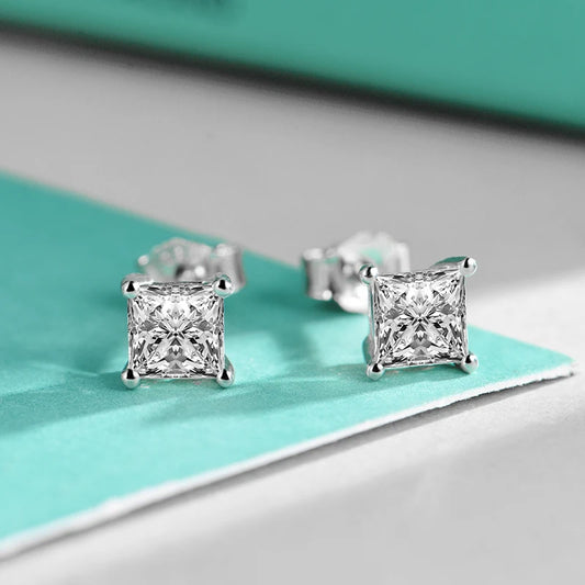 sterling silver jewelry - 925 Silver Earrings SLM0006E-0.5CT * 2 open view