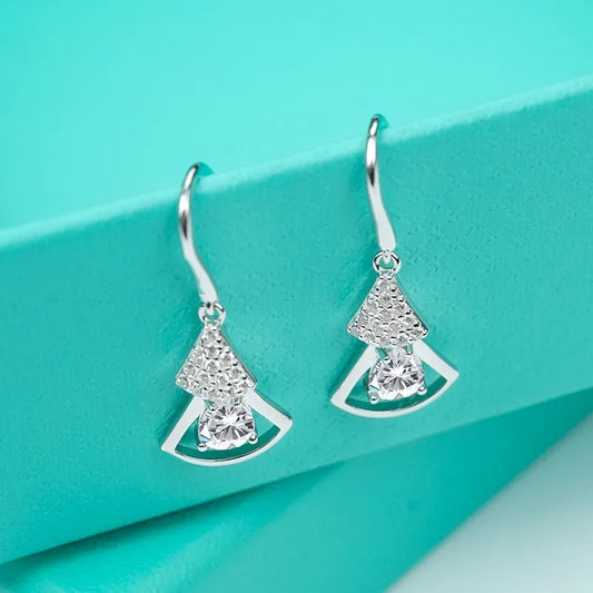 sterling silver jewelry - 925 Silver Earrings SLM0011E-0.5 CT * 2 open view