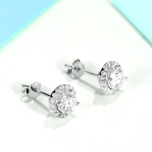 sterling silver jewelry - 925 Silver Earrings SLM0013E-0.5CT * 2 open view