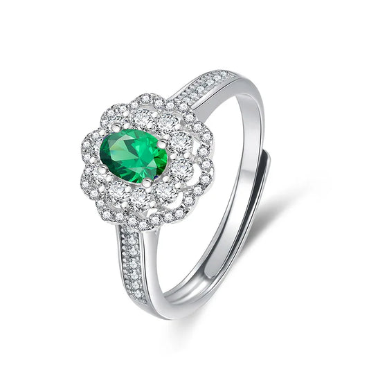 sterling silver jewelry - 925 Blue Green Ring SLM0031R-Blue-AJ open view