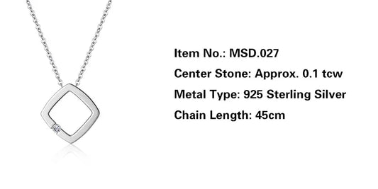 sterling silver jewelry - 925 Silver Pendant Necklace SLM0012N-1 CT-45cm open view