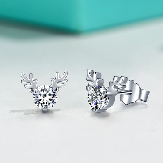 sterling silver jewelry - 925 Silver Earrings SLM0008E-0.3ct*2-White open view
