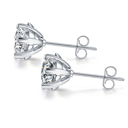 sterling silver jewelry - 925 Silver Earrings SLM0016E-1ct*2-White open view