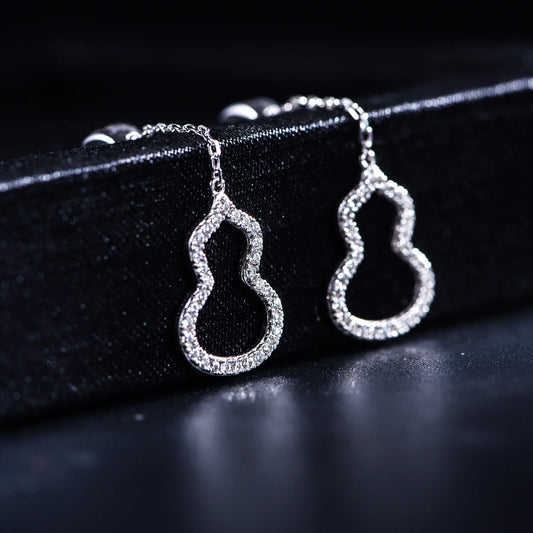sterling silver jewelry - 925 Silver Earrings SLM0018E-0.1ct*2-White open view