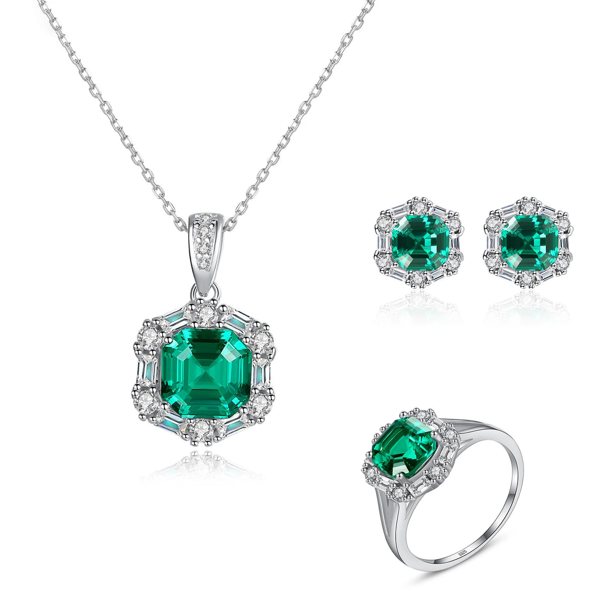 sterling silver jewelry - 925 Silver White Ring Necklace Earring SLZ0005SET-TLTZ032-6 product view 32