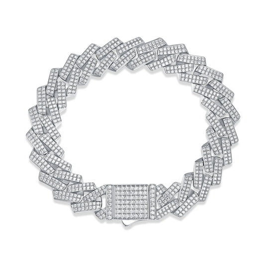 sterling silver jewelry - 925 White Gold Bracelet SLM0035B-White-17cm/6.7in open view