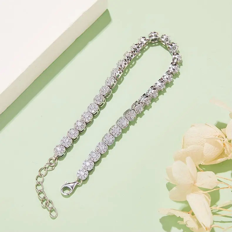 sterling silver jewelry - 925 White Gold Bracelet SLM0013B-White-18cm detail view