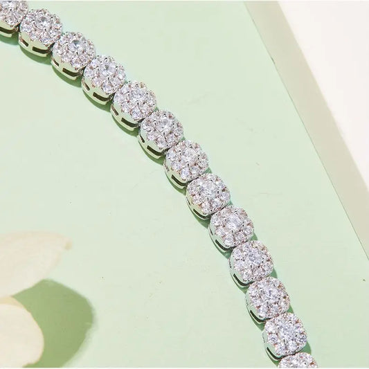 sterling silver jewelry - 925 White Gold Bracelet SLM0013B-White-18cm open view