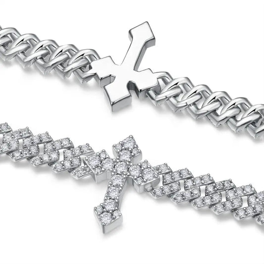sterling silver jewelry - 925 Silver Gold Bracelet SLM0002B-White open view