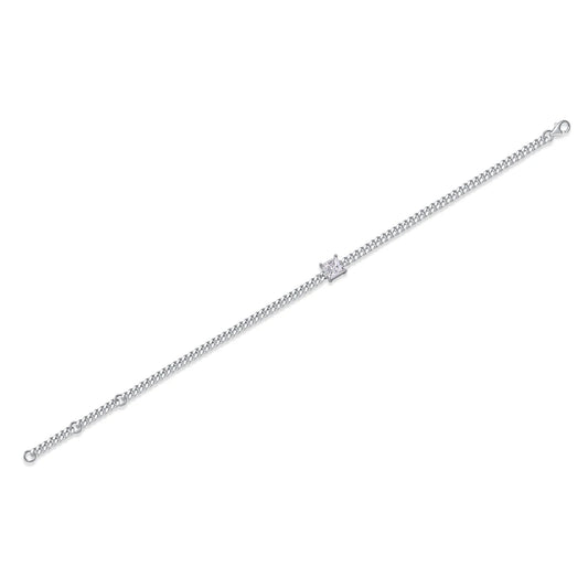 sterling silver jewelry - 925 Silver White Necklace SLM0044B-White-17cm/6.7in open view