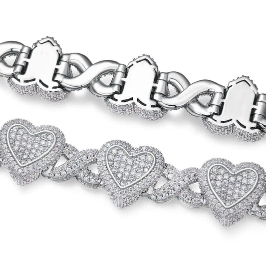 sterling silver jewelry - Silver Bracelet SLM0005B-White open view