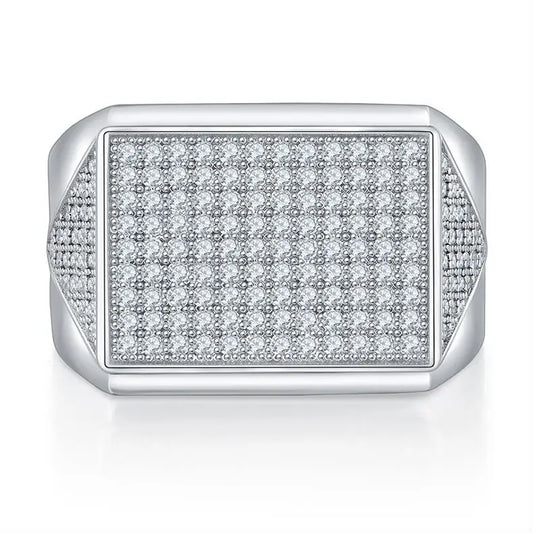 sterling silver jewelry - Silver Ring SLM0093R-White-6 open view
