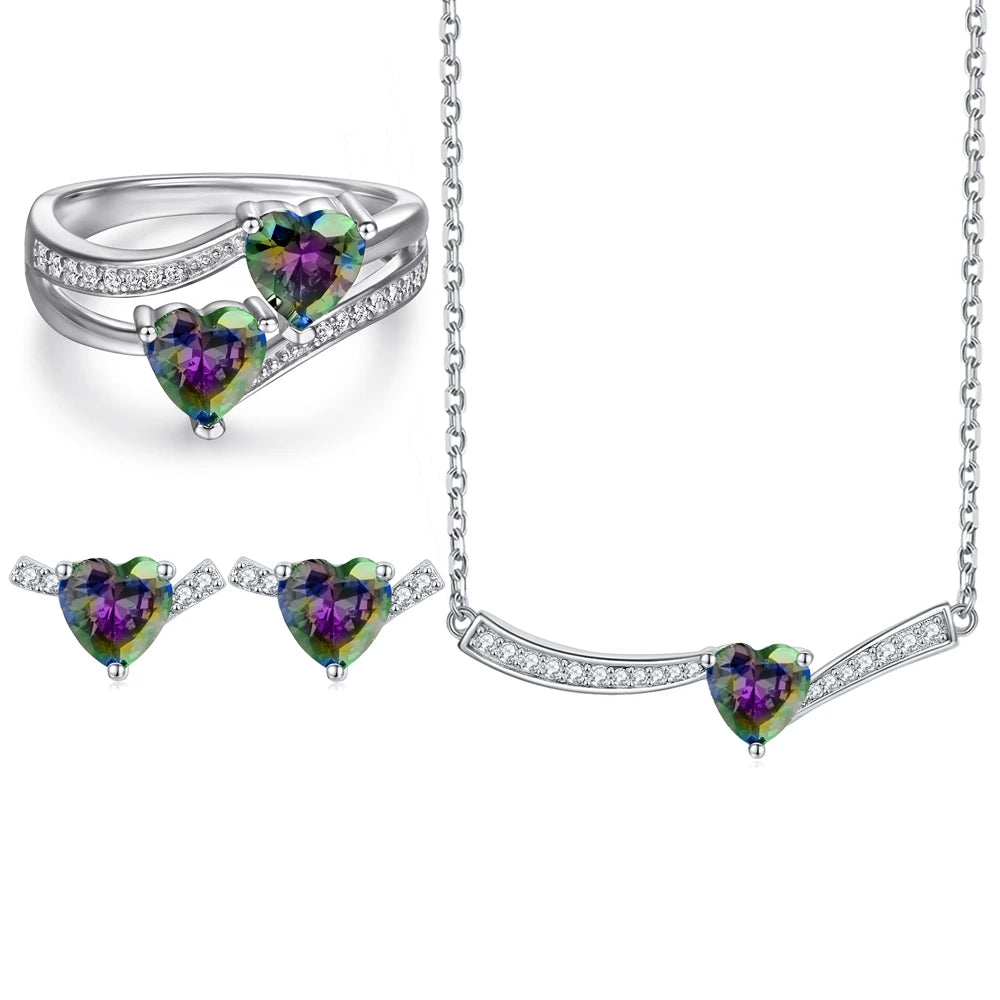 sterling silver jewelry - Silver Gold Ring Necklace Earring SLZ0003SET-TLTZ015-7 product view 27