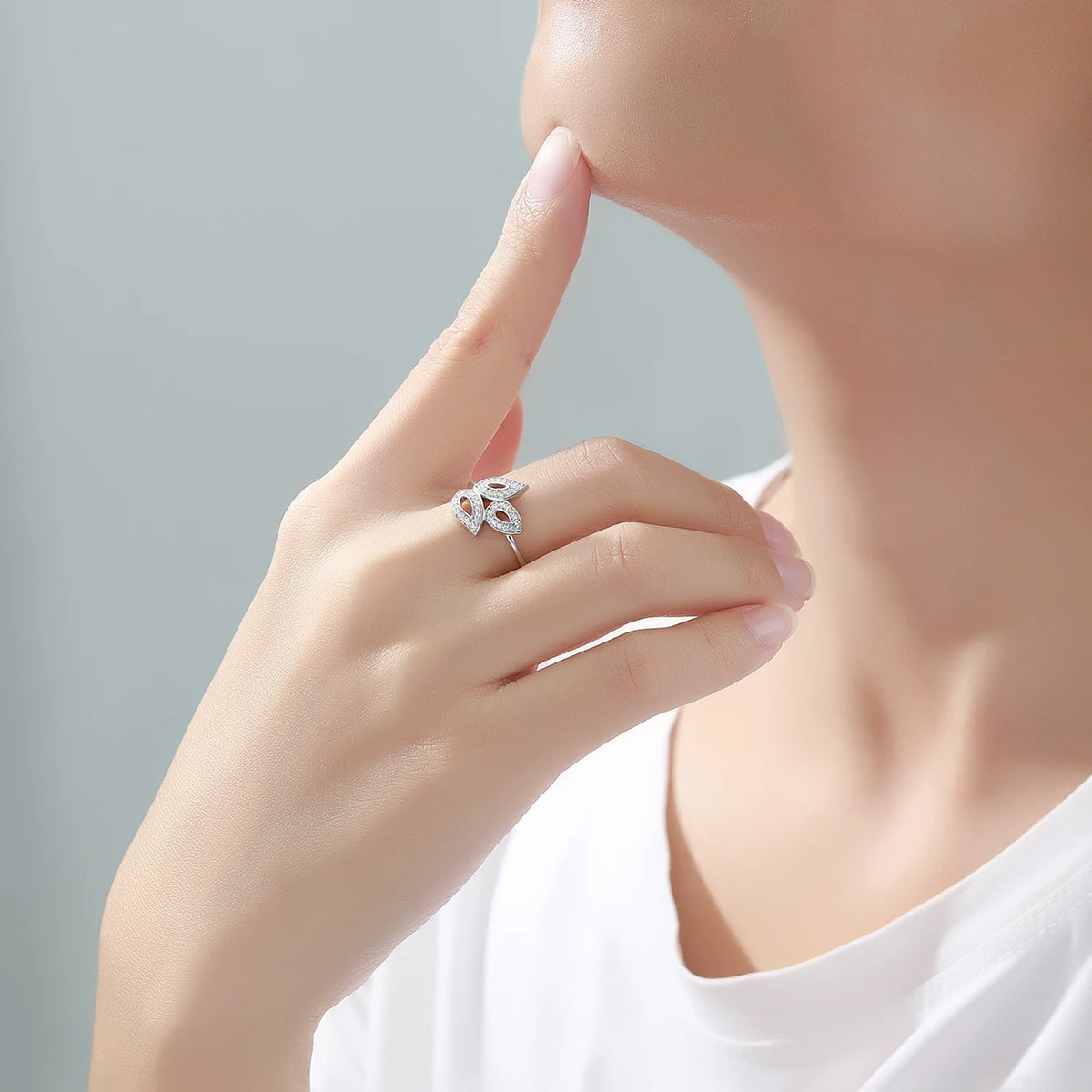 sterling silver jewelry - 925 Silver White Ring Rings SLZ0002R-catalogue-6 detail view