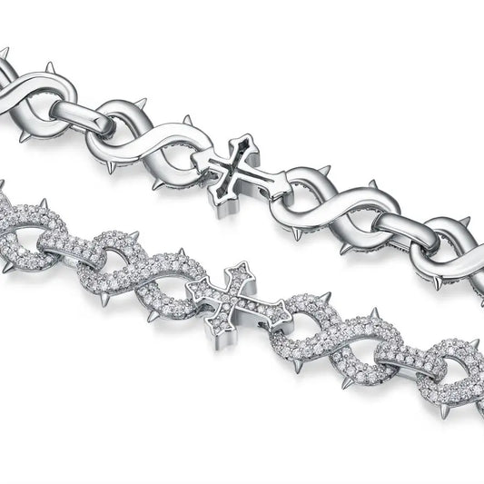 sterling silver jewelry - Silver Bracelet SLM0006B-White open view