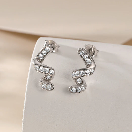 sterling silver jewelry - 925 Silver Earrings SLM0040E-silver earring studs open view