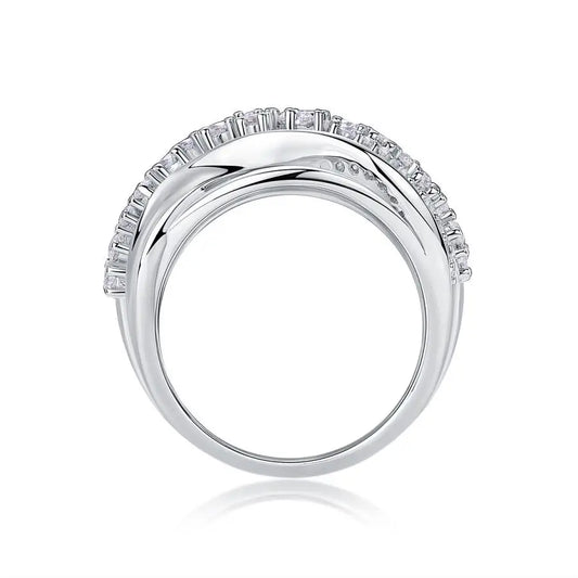 sterling silver jewelry - 925 Silver White Ring SLM0099R-White-6 open view