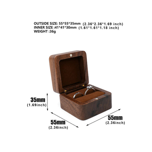 Brown Wooden Velvet Ring Box Boxes - product view 2