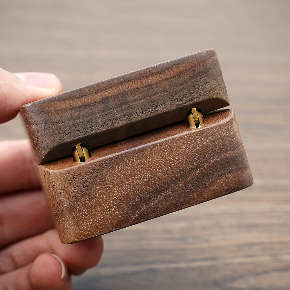 Square Wooden Double Ring Box