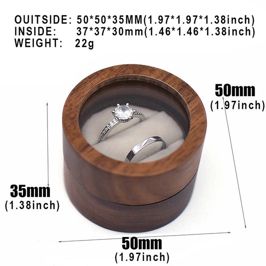 ring box - Brown Wood Wooden Ring Box W06R1-BR open view