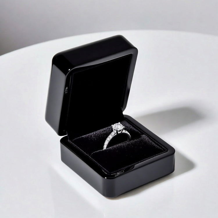 Assorted jewelry presentation boxes for engagement rings, wedding bands, proposals, gifting, and retail display.