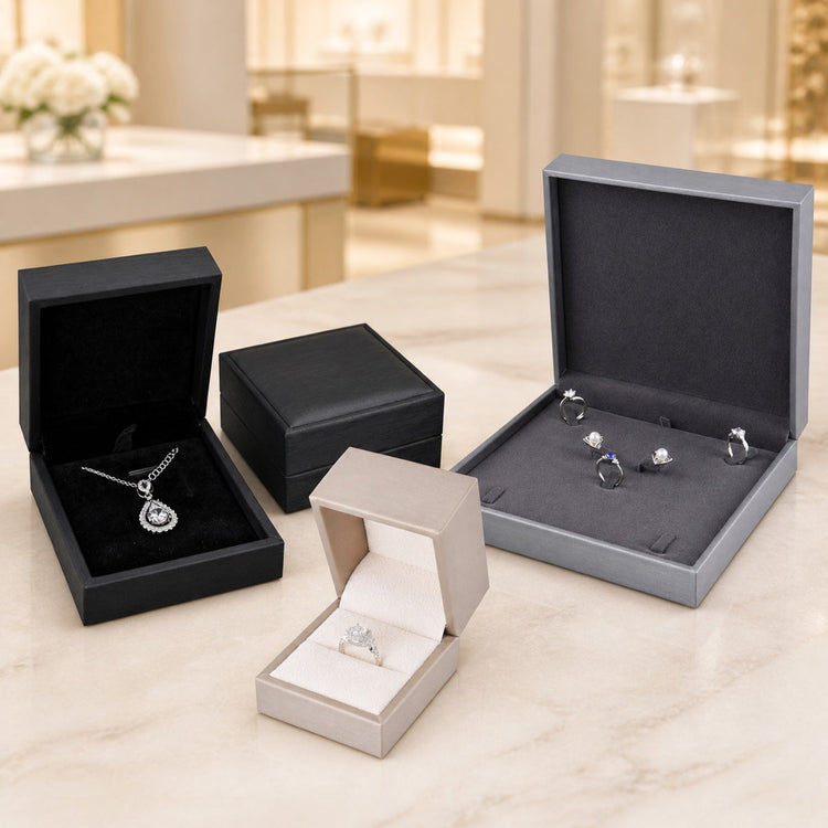 P06 PU jewelry boxes for rings, pendants and jewelry presentation