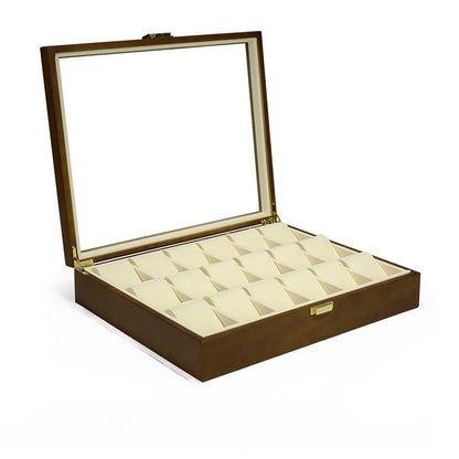 18-Slot Watch Tray with Lid | Dustproof Watch Storage & Display Case
