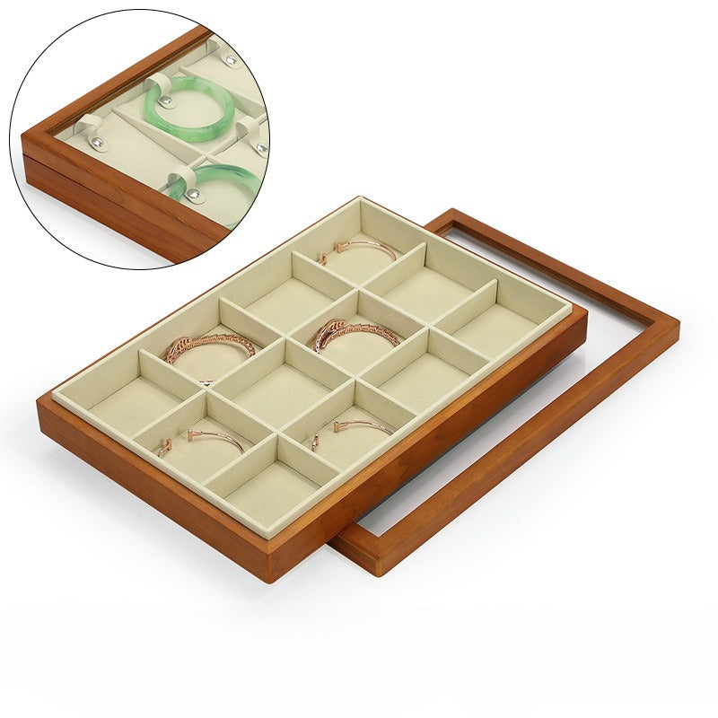 New Wooden Jewelry Display Tray with Lid for Necklaces & Rings
